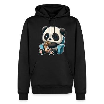 Serienjunkie Serienmarathon Panda Popcorn Couch - Männer Premium Bio Hoodie - Schwarz - Vorne - Nico (187cm)