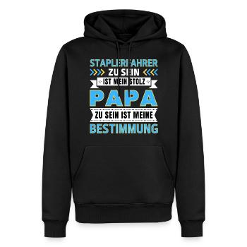 Staplerfahrer zu sein ist mein Stolz Papa Geschenk - Männer Premium Bio Hoodie - Schwarz - Vorne - Nico (187cm)