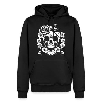 Horror Schädel Schädel Kunst Schädel Gothic Heavy Metal - Männer Premium Bio Hoodie - Schwarz - Vorne - Nico (187cm)