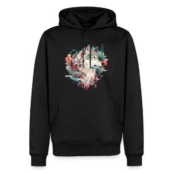 Wolf Wolf’s Head Nature Wilderness Adventure Art forestier - Sweat à capuche Premium bio Homme - noir - Devant - Nico (187cm)