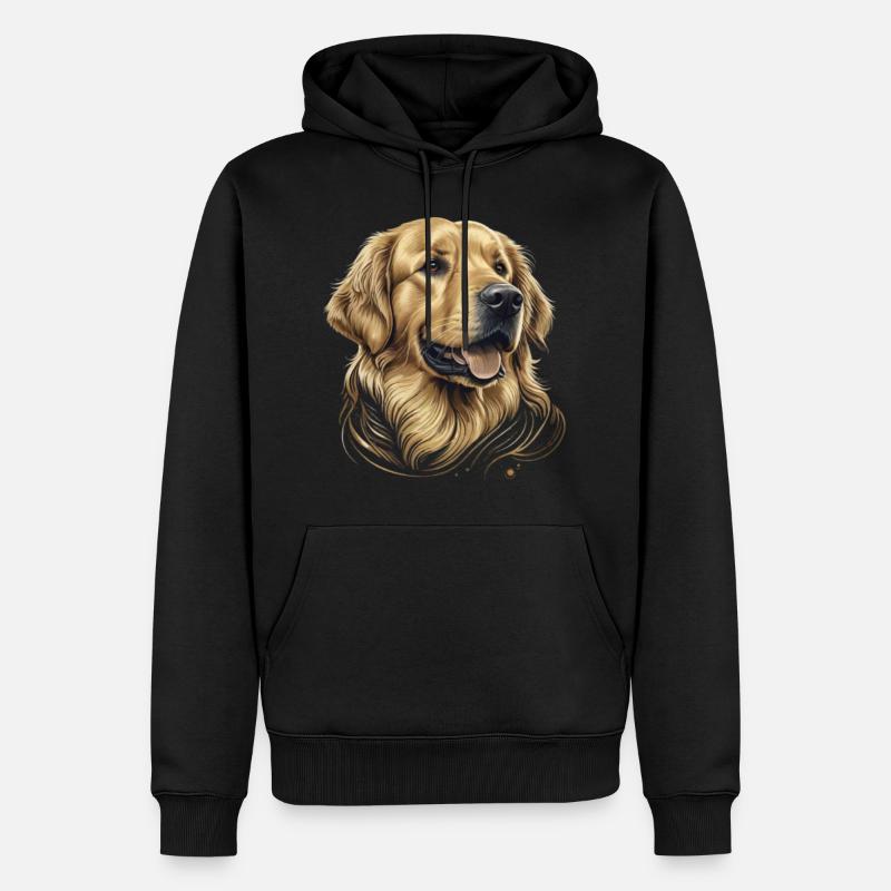 Tête de Golden Retriever - Sweat à capuche Premium bio Homme - noir