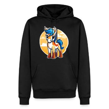 Mignon petit cheval avec du soleil - Sweat à capuche Premium bio Homme - noir - Devant - Nico (187cm)