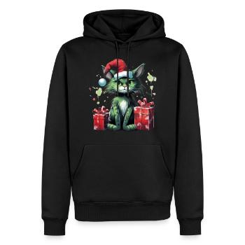 Katze Weihnachten Weihnachtselfe Geschenke Mütze - Männer Premium Bio Hoodie - Schwarz - Vorne - Nico (187cm)