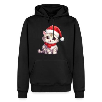 Chat Noël Chat De Noël Mignon Joyeux Catmas - Sweat à capuche Premium bio Homme - noir - Devant - Nico (187cm)