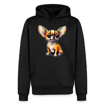 Mignon petit chien chihuahua dans le style comique I - Sweat à capuche Premium bio Homme - noir - Devant - Nico (187cm)