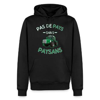 Pas De Pays Sans Paysans Vert - Sweat à capuche Premium bio Homme - noir - Devant - Nico (187cm)