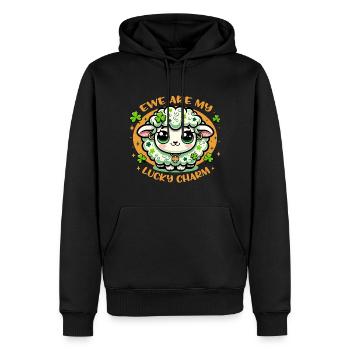 Ewe are my lucky charm - kawaii sheep - St Patrick - Men’s Premium Organic Hoodie - black - Front - Nico (187cm)