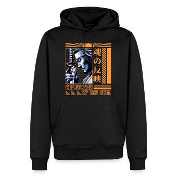 Warrior Reflection - Traditional Samurai Art Print - Men’s Premium Organic Hoodie - black - Front - Nico (187cm)