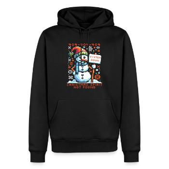 Lustige Weihnachten 404 Fehler Schneemann Pixel Art - Männer Premium Bio Hoodie - Schwarz - Vorne - Nico (187cm)