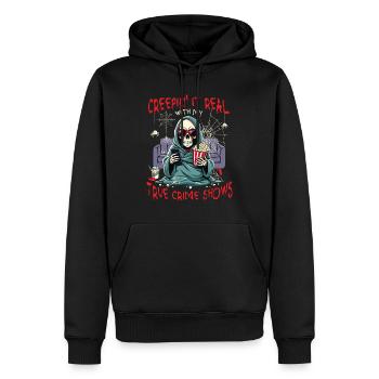 Creepin' It Real mit True-Crime-Serien - Männer Premium Bio Hoodie - Schwarz - Vorne - Nico (187cm)