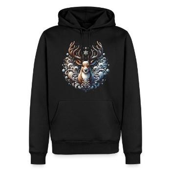Winter Rentier Christmas Xmas Weihnachten - Männer Premium Bio Hoodie - Schwarz - Vorne - Nico (187cm)
