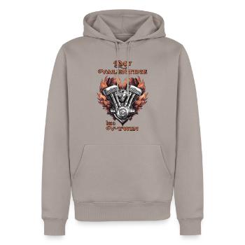 Mon Valentin a un V-Twin, style Motard - Sweat à capuche Premium bio Homme - taupe - Devant - Nico (187cm)