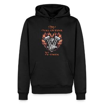 Mon Valentin a un V-Twin, style Motard - Sweat à capuche Premium bio Homme - noir - Devant - Nico (187cm)
