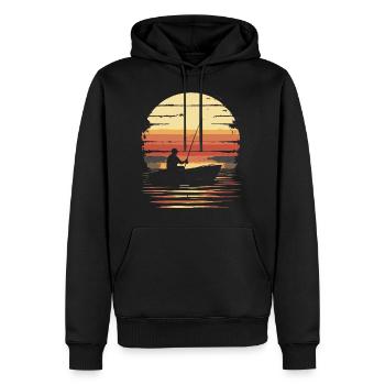 bateau de pêche pêche coucher de soleil vintage - Sweat à capuche Premium bio Homme - noir - Devant - Nico (187cm)