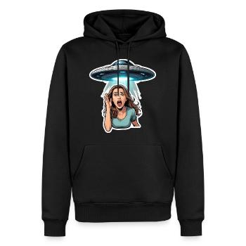 Szene der Entführung durch Außerirdische - Männer Premium Bio Hoodie - Schwarz - Vorne - Nico (187cm)