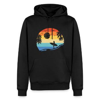 Beach Surfing Surfboard Vintage Surfer Beach Surf - Sweat à capuche Premium bio Homme - noir - Devant - Nico (187cm)