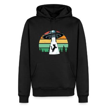 Chat OVNI Espace Vaisseau Spatial Rétro Faisceau Drôle - Sweat à capuche Premium bio Homme - noir - Devant - Nico (187cm)