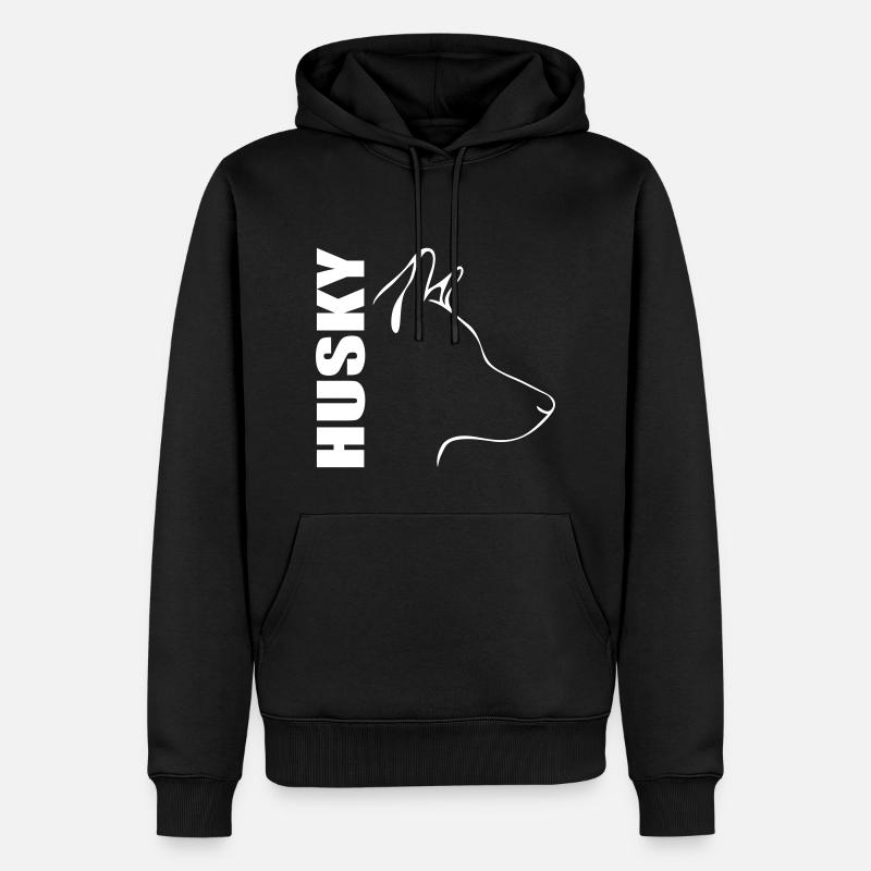 HUSKY PROFIL - Männer Premium Bio Hoodie - Schwarz