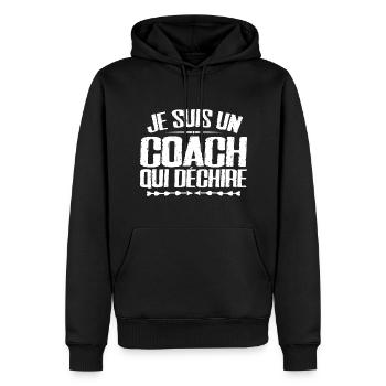 Ich bin ein Coach, der Humor und Humor liebt - Männer Premium Bio Hoodie - Schwarz - Vorne - Nico (187cm)