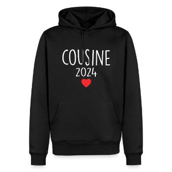 Cousine - Futur Cousine 2024 - Sweat à capuche Premium bio Homme - noir - Devant - Nico (187cm)