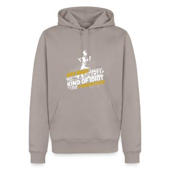 course - Sweat à capuche Premium bio Homme - taupe - Devant - Nico (187cm)