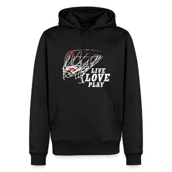 LIVE LOVE PLAY BASKETBALL - Sweat à capuche Premium bio Homme - noir - Devant - Nico (187cm)