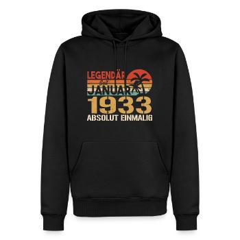 Geburtstagsgeschenk geboren im Januar 1933 - Männer Premium Bio Hoodie - Schwarz - Vorne - Nico (187cm)