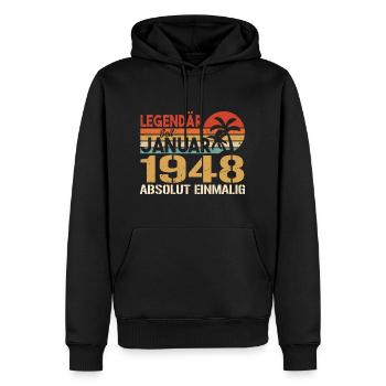 Geburtstagsgeschenk geboren im Januar 1948 - Männer Premium Bio Hoodie - Schwarz - Vorne - Nico (187cm)