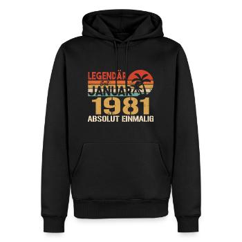 Geburtstagsgeschenk geboren im Januar 1981 - Männer Premium Bio Hoodie - Schwarz - Vorne - Nico (187cm)