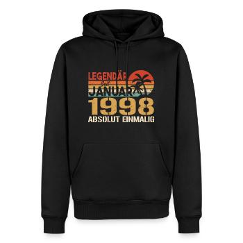 Cadeau d'anniversaire né en janvier 1998 - Sweat à capuche Premium bio Homme - noir - Devant - Nico (187cm)