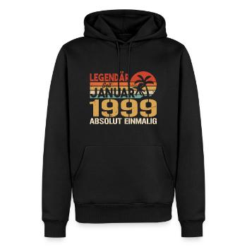 Cadeau d'anniversaire né en janvier 1999 - Sweat à capuche Premium bio Homme - noir - Devant - Nico (187cm)