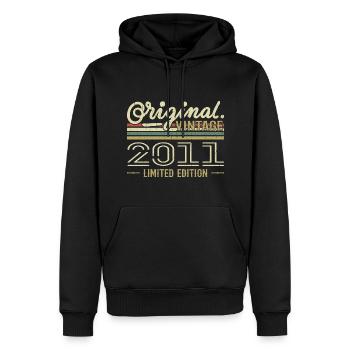2011 Anniversaire Rétro 2011 Original 2011 Vintage - Sweat à capuche Premium bio Homme - noir - Devant - Nico (187cm)