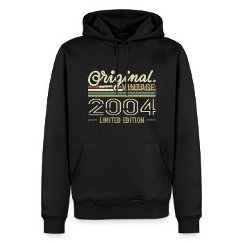 2004 Retro Jubiläum 2004 Original Jahrgang 2004 - Männer Premium Bio Hoodie - Schwarz - Vorne - Nico (187cm)
