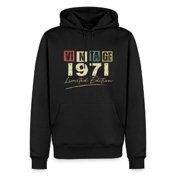 Jahrgang 1971 Original 1971 Jubiläumsgeschenk - Männer Premium Bio Hoodie - Schwarz - Vorne - Nico (187cm)