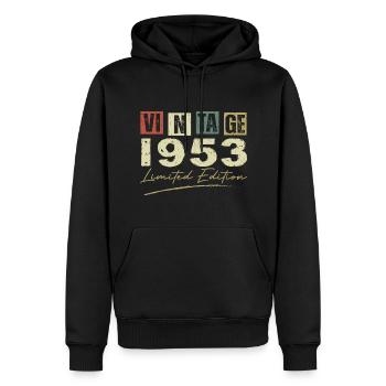 Jahrgang 1953 Original 1953 Jubiläumsgeschenk - Männer Premium Bio Hoodie - Schwarz - Vorne - Nico (187cm)