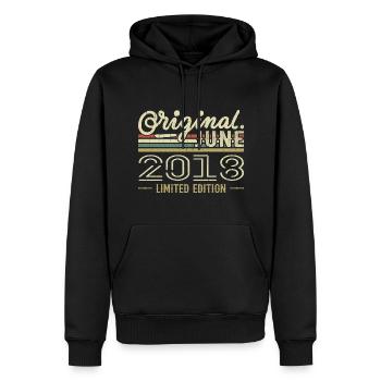 Juin 2018 Anniversaire Juin 2018 - Né en Juin 2018 - Sweat à capuche Premium bio Homme - noir - Devant - Nico (187cm)