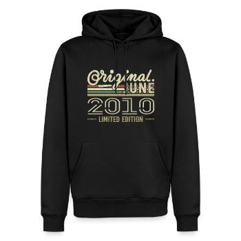 Juin 2010 Anniversaire Juin 2010 - Né en Juin 2010 - Sweat à capuche Premium bio Homme - noir - Devant - Nico (187cm)