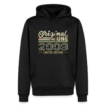 Juni 2008 Geburtstag Juni 2008 - geboren im Juni 2008 - Männer Premium Bio Hoodie - Schwarz - Vorne - Nico (187cm)