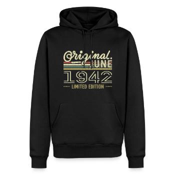 Juni 1942 Geburtstag Juni 1942 - geboren im Juni 1942 - Männer Premium Bio Hoodie - Schwarz - Vorne - Nico (187cm)