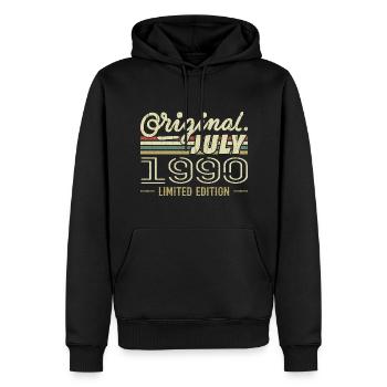 Juli 1990 Original 1990 Geburtstagsgeschenk - Männer Premium Bio Hoodie - Schwarz - Vorne - Nico (187cm)