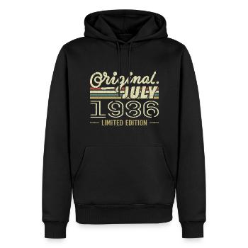 Juillet 1986 Original Cadeau Anniversaire 1986 - Sweat à capuche Premium bio Homme - noir - Devant - Nico (187cm)