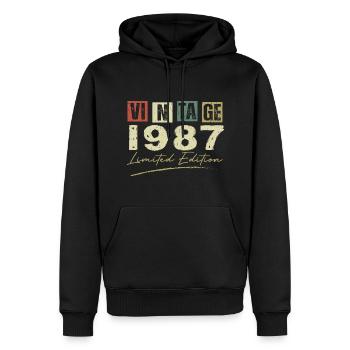 Vintage 1987 Original Cadeau Anniversaire 1987 - Sweat à capuche Premium bio Homme - noir - Devant - Nico (187cm)