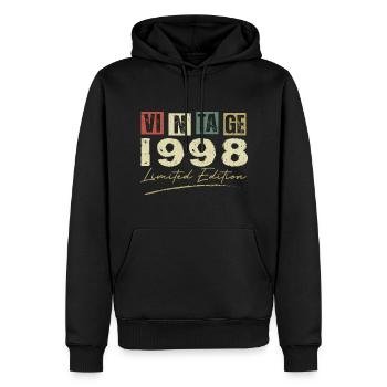 Vintage 1998 Original Cadeau Anniversaire 1998 - Sweat à capuche Premium bio Homme - noir - Devant - Nico (187cm)