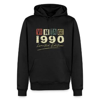 Vintage, 1990er Jahre, Original 1990er Jahre, Geburtstagsgeschenk - Männer Premium Bio Hoodie - Schwarz - Vorne - Nico (187cm)