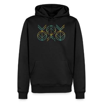 Neon art deco pattern - Men’s Premium Organic Hoodie - black - Front - Nico (187cm)