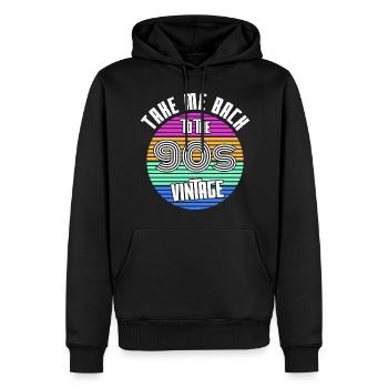 Né dans les années 90 - Sweat à capuche Premium bio Homme - noir - Devant - Nico (187cm)