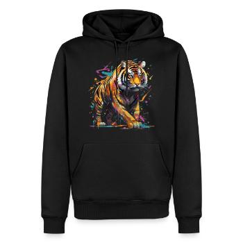 Tigre en colère. Fureur à la graffiti. - Sweat à capuche Premium bio Homme - noir - Devant - Nico (187cm)