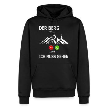 Spruch Der Berg ruft und ich muss gehen Wandern - Männer Premium Bio Hoodie - Schwarz - Vorne - Nico (187cm)