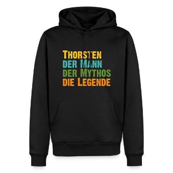 Thorsten der Mythos die Legende Vorname Thorsten - Männer Premium Bio Hoodie - Schwarz - Vorne - Nico (187cm)