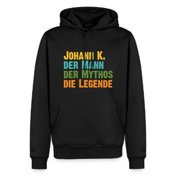Johann K der Mythos die Legende Vorname Johann K - Männer Premium Bio Hoodie - Schwarz - Vorne - Nico (187cm)